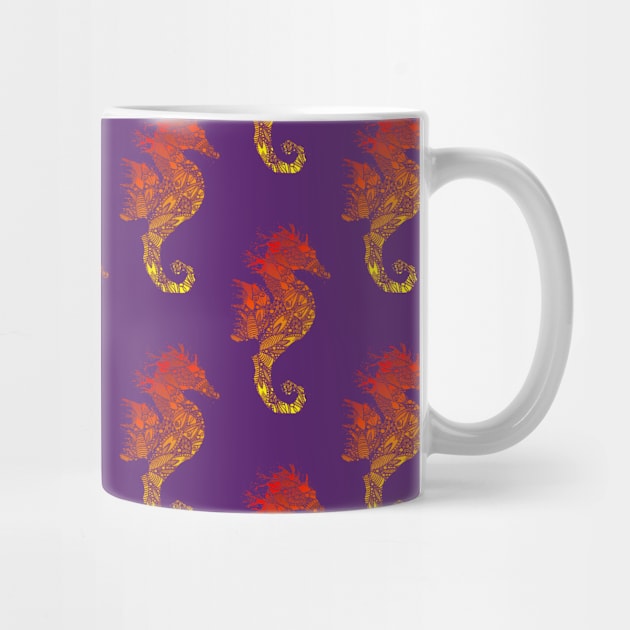 Abstract Purple Seahorses Pattern by ZeichenbloQ